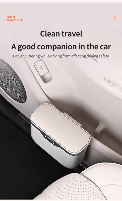 Car Trash Can Hanging Rubbish Bin with Lid Waterproof Leather Vehicle Organiser Storage Box for Door Seat Back Console Red - Image 6