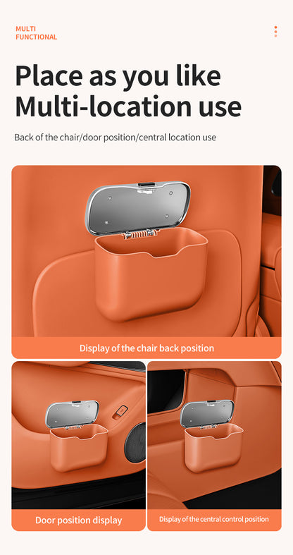 Car Trash Can Hanging Rubbish Bin with Lid Waterproof Leather Vehicle Organiser Storage Box for Door Seat Back Console Grey - Image 5