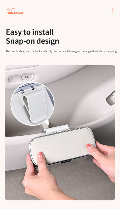 Car Trash Can Hanging Rubbish Bin with Lid Waterproof Leather Vehicle Organiser Storage Box for Door Seat Back Console Grey - Image 9