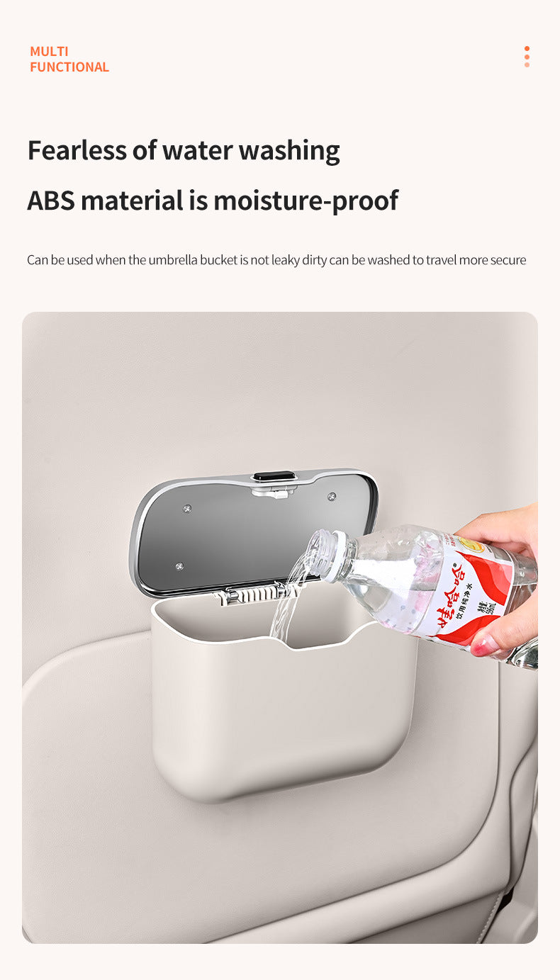 Car Trash Can Hanging Rubbish Bin with Lid Waterproof Leather Vehicle Organiser Storage Box for Door Seat Back Console Pink - Image 7