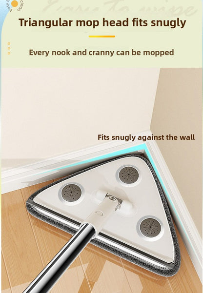 Adjustable Triangle Cleaning Mop 119cm Long Handle Window Squeegee Wall Washer Rotatable Head for Ceilings High Corners Wet Dry Use with 2 Microfibre Pads - Image 6