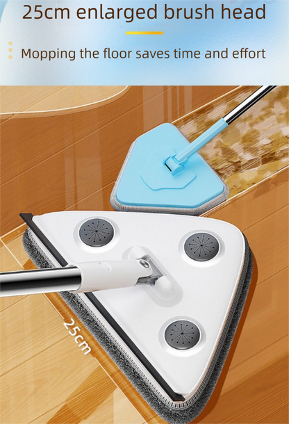 Adjustable Triangle Cleaning Mop 119cm Long Handle Window Squeegee Wall Washer Rotatable Head for Ceilings High Corners Wet Dry Use with 2 Microfibre Pads - Image 7