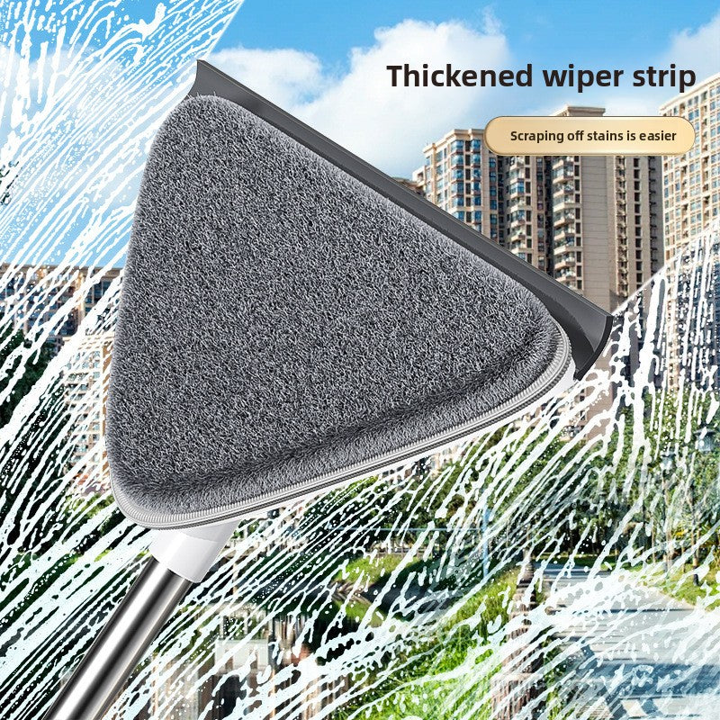 Adjustable Triangle Cleaning Mop 119cm Long Handle Window Squeegee Wall Washer Rotatable Head for Ceilings High Corners Wet Dry Use with 4 Microfibre Pads - Image 3