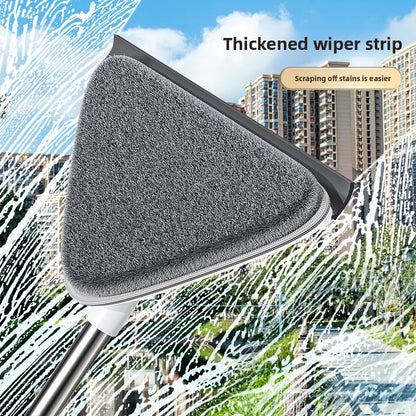 Adjustable Triangle Cleaning Mop 119cm Long Handle Window Squeegee Wall Washer Rotatable Head for Ceilings High Corners Wet Dry Use with 4 Microfibre Pads - Image 3