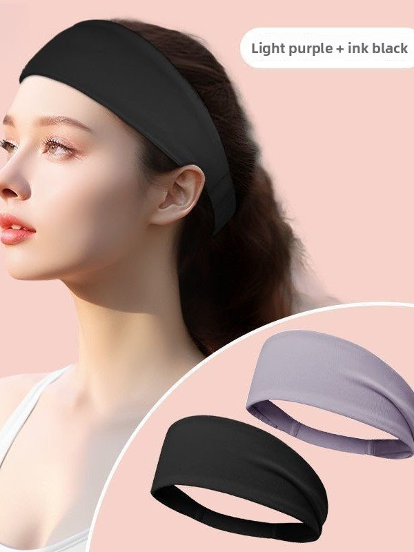 2 Pack Sports Headband with Silicone Sweat Guide Non-Slip Moisture Wicking Hair Band for Running Yoga Gym Fitness Quick Dry Breathable (Black & Purple) - Image 3