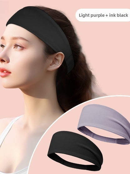 2 Pack Sports Headband with Silicone Sweat Guide Non-Slip Moisture Wicking Hair Band for Running Yoga Gym Fitness Quick Dry Breathable (Black & Purple) - Image 3
