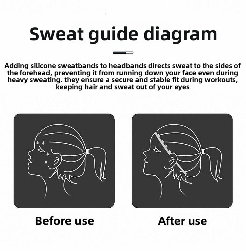 2 Pack Sports Headband with Silicone Sweat Guide Non-Slip Moisture Wicking Hair Band for Running Yoga Gym Fitness Quick Dry Breathable (Blue & Grey) - Image 4