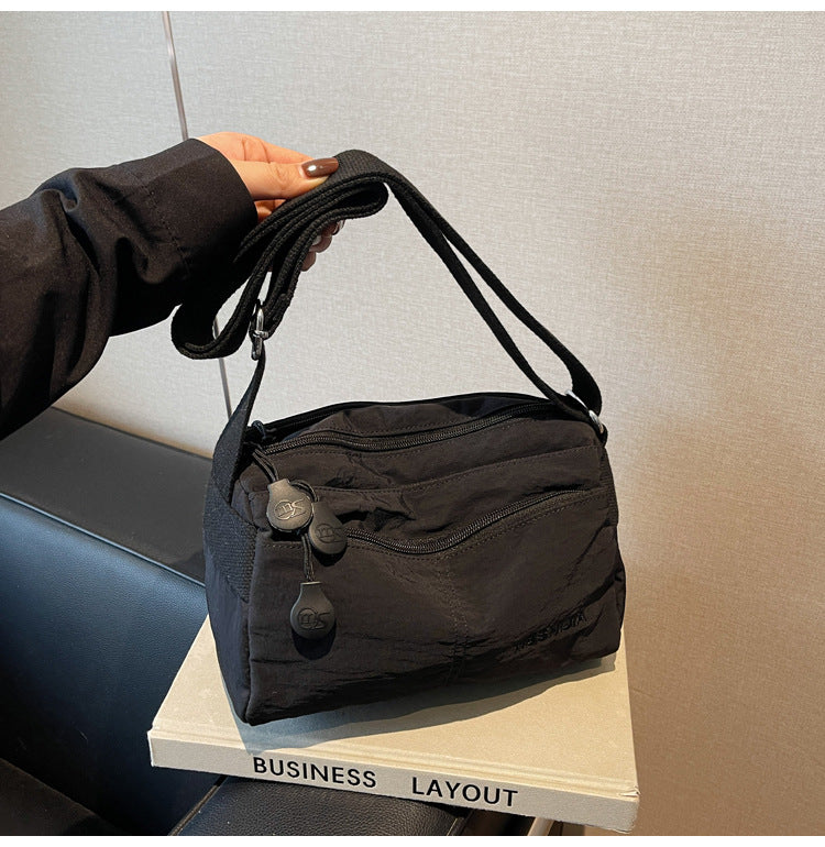 Women's Nylon Crossbody Bag Multi-Pocket Water Resistant Shoulder Messenger Handbag Lightweight Casual Satchel with Adjustable Wide Strap for Travel and Daily Use Black - Image 2