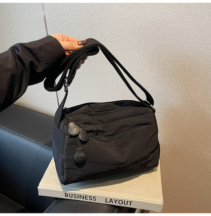 Women's Nylon Crossbody Bag Multi-Pocket Water Resistant Shoulder Messenger Handbag Lightweight Casual Satchel with Adjustable Wide Strap for Travel and Daily Use Black - Image 2