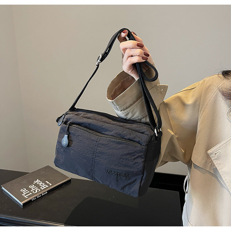Women's Nylon Crossbody Bag Multi-Pocket Water Resistant Shoulder Messenger Handbag Lightweight Casual Satchel with Adjustable Wide Strap for Travel and Daily Use Black - Image 3