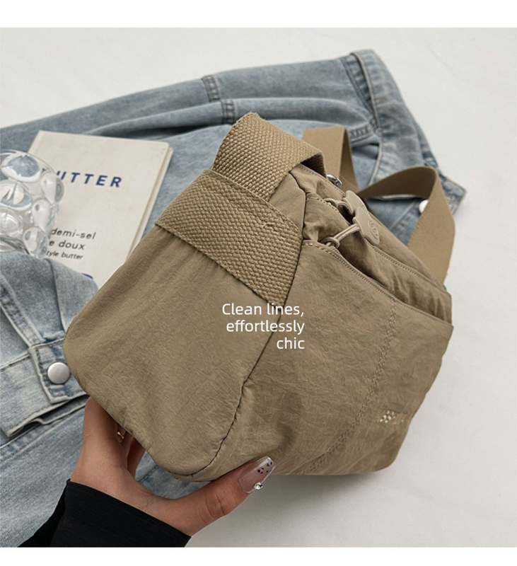 Women's Nylon Crossbody Bag Multi-Pocket Water Resistant Shoulder Messenger Handbag Lightweight Casual Satchel with Adjustable Wide Strap for Travel and Daily Use Black - Image 5