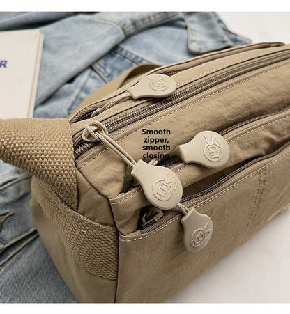 Women's Nylon Crossbody Bag Multi-Pocket Water Resistant Shoulder Messenger Handbag Lightweight Casual Satchel with Adjustable Wide Strap for Travel and Daily Use Black - Image 9