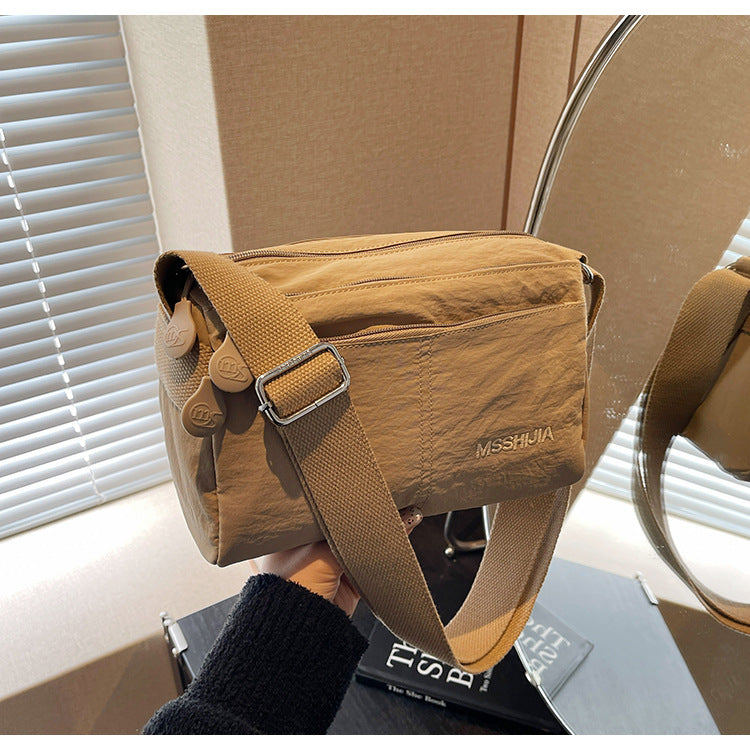 Women's Nylon Crossbody Bag Multi-Pocket Water Resistant Shoulder Messenger Handbag Lightweight Casual Satchel with Adjustable Wide Strap for Travel and Daily Use Khaki - Image 2