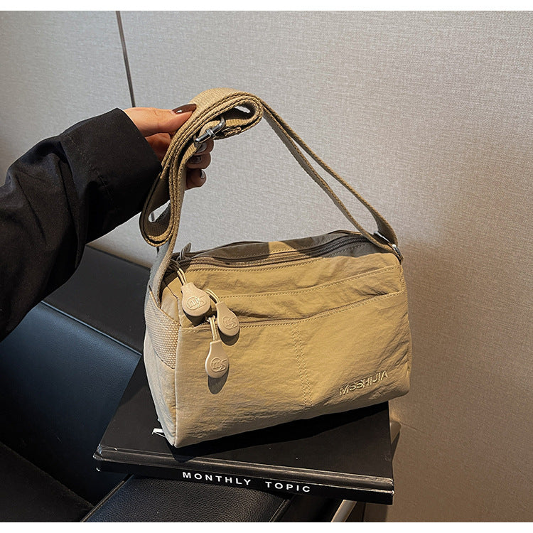 Women's Nylon Crossbody Bag Multi-Pocket Water Resistant Shoulder Messenger Handbag Lightweight Casual Satchel with Adjustable Wide Strap for Travel and Daily Use Khaki - Image 4