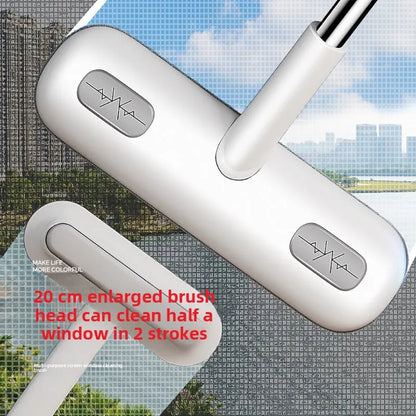 2-in-1 Window Fly Screen Cleaner Brush with Extendable 82cm Stainless Steel Handle Multifunctional Mesh Cleaning Tool for Wet and Dry Use on Glass and Carpets - Image 4