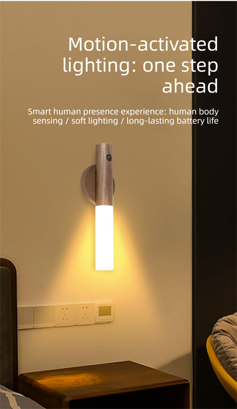 Matte Black Motion Sensor Night Light LED Rechargeable Magnetic Stick Wall Lamp Smart Wireless Batten for Hallway Staircase Modern Style Warm White - Image 3