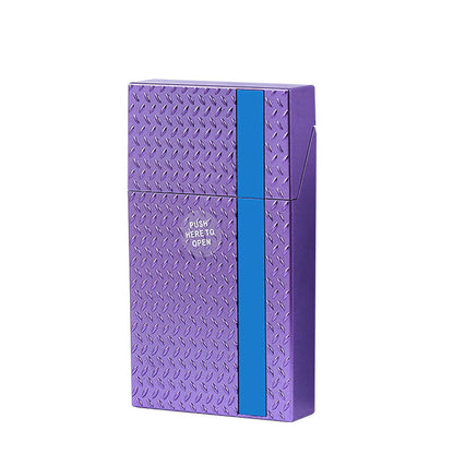 2 Pack Slim Cigarette Case Hard Shell Holder for 40 Cigarettes Durable ABS Plastic Crush Proof Box with Spring Clip Moisture Resistant Pocket Container Gold and purple - Image 2
