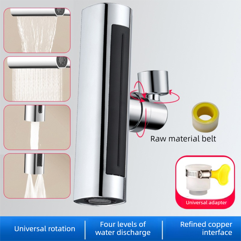 Universal 4-Mode Kitchen Tap Extender Waterfall Flying Rain Effect 360 Swivel Faucet Aerator Nozzle with Alloy Cap and Adapters Anti-Splash Sink Attachment - Image 5