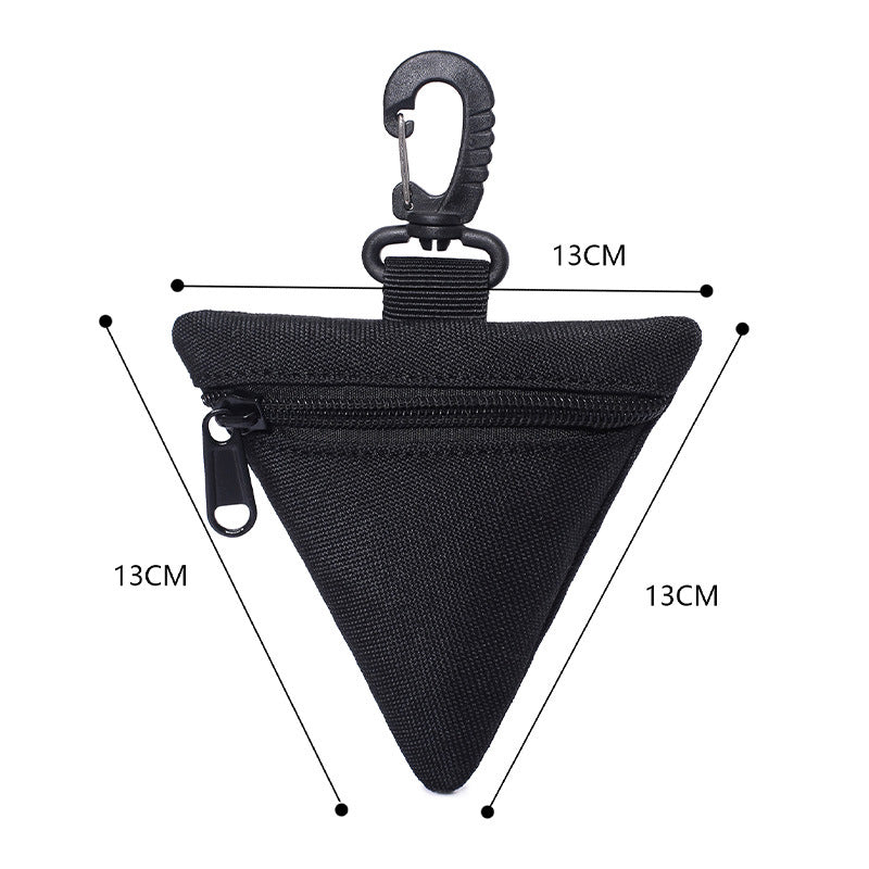 3 PCS Tactical Triangle Coin Purse Pouch Mini EDC Wallet with Carabiner Hook Heavy Duty Canvas Key Holder Case for Outdoor Camping Hiking Travel Black Khaki Green - Image 3