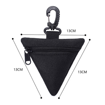 3 PCS Tactical Triangle Coin Purse Pouch Mini EDC Wallet with Carabiner Hook Heavy Duty Canvas Key Holder Case for Outdoor Camping Hiking Travel Black Khaki Green - Image 3