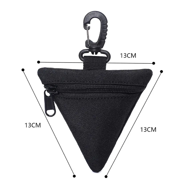 3 PCS Tactical Triangle Coin Purse Pouch Mini EDC Wallet with Carabiner Hook Heavy Duty Canvas Key Holder Case for Outdoor Camping Hiking Travel Black Khaki Green - Image 3