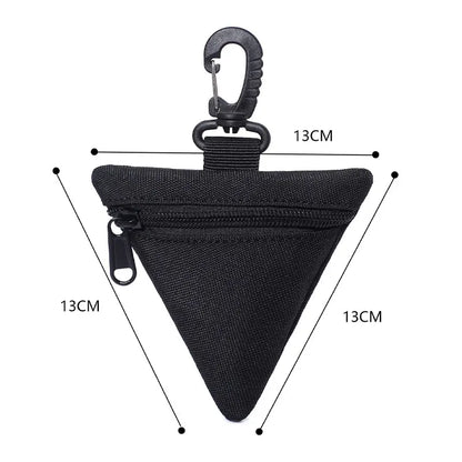 3 PCS Tactical Triangle Coin Purse Pouch Mini EDC Wallet with Carabiner Hook Heavy Duty Canvas Key Holder Case for Outdoor Camping Hiking Travel Black Khaki Green - Image 3