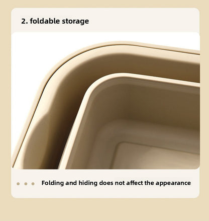 Collapsible Picnic Basket with Mini Table Lid Portable Folding Storage Crate with Cup Holders and Phone Stand Multi-Functional Outdoor Camping Sink Basin Grey - Image 9