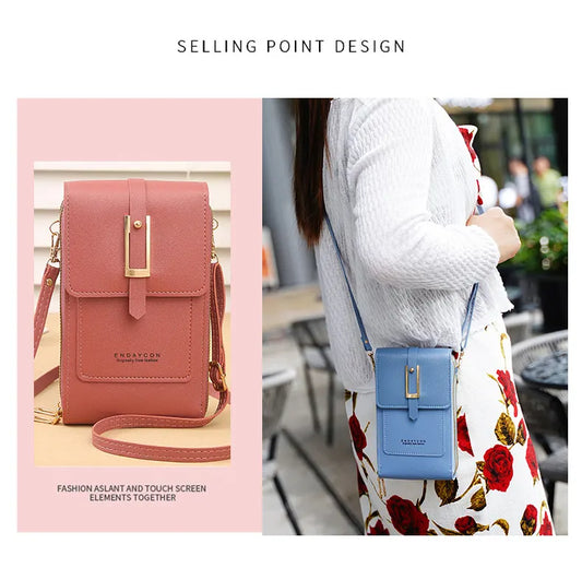 Women's Crossbody Phone Bag with Clear Touch Screen Window PU Leather Wallet Purse Multi-Pocket Shoulder Handbag Adjustable Strap Card Holder Red - Image 4