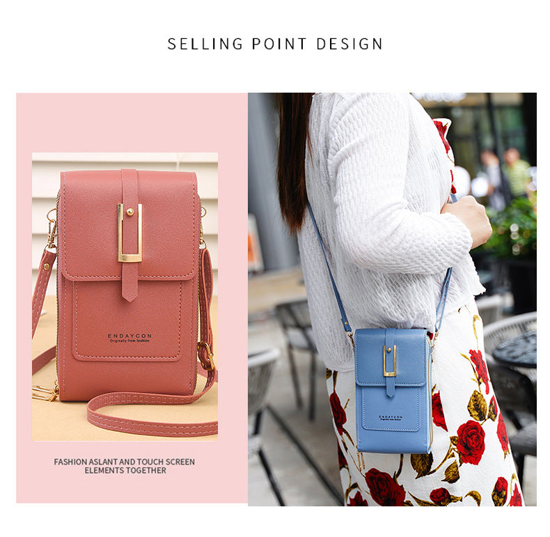 Women's Crossbody Phone Bag with Clear Touch Screen Window PU Leather Wallet Purse Multi-Pocket Shoulder Handbag Adjustable Strap Card Holder Blue - Image 4