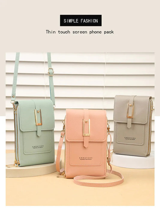 Women's Crossbody Phone Bag with Clear Touch Screen Window PU Leather Wallet Purse Multi-Pocket Shoulder Handbag Adjustable Strap Card Holder Black - Image 2