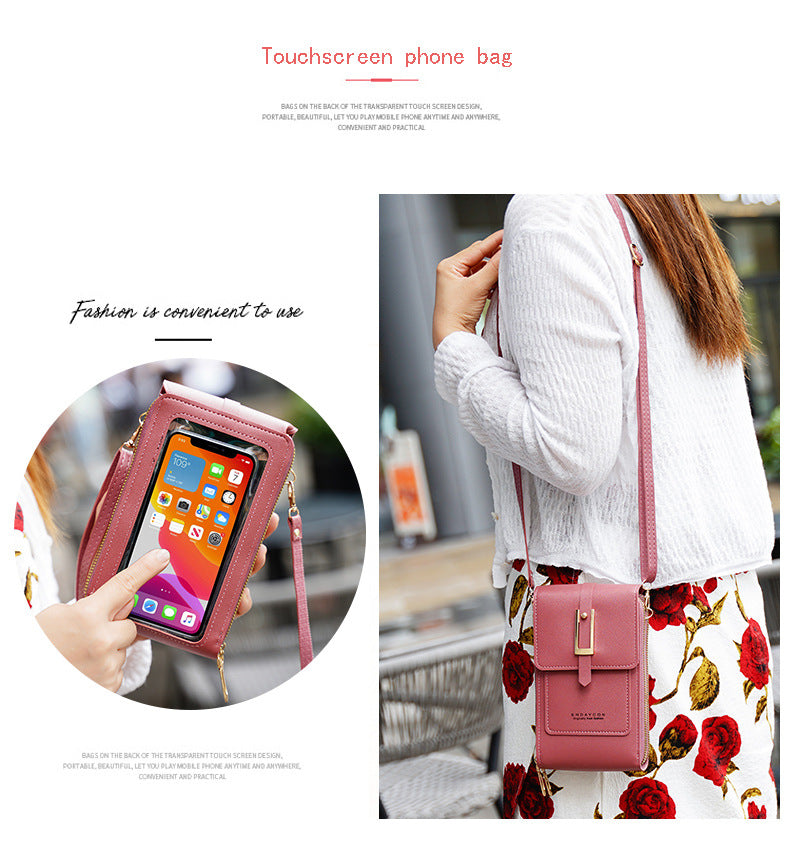 Women's Crossbody Phone Bag with Clear Touch Screen Window PU Leather Wallet Purse Multi-Pocket Shoulder Handbag Adjustable Strap Card Holder Reseda - Image 5