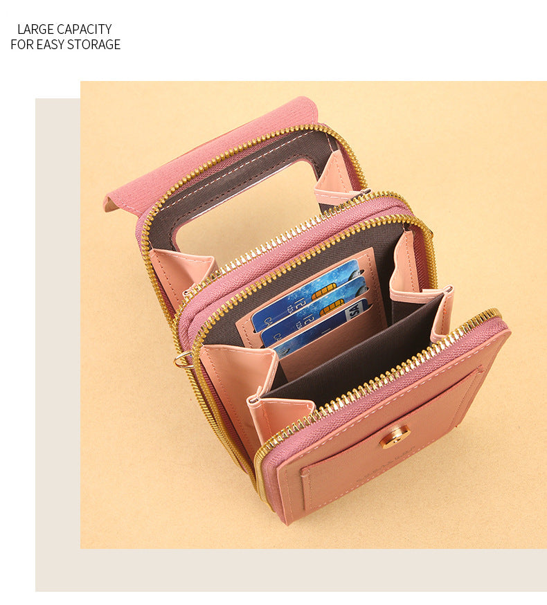 Women's Crossbody Phone Bag with Clear Touch Screen Window PU Leather Wallet Purse Multi-Pocket Shoulder Handbag Adjustable Strap Card Holder Pale pink - Image 9