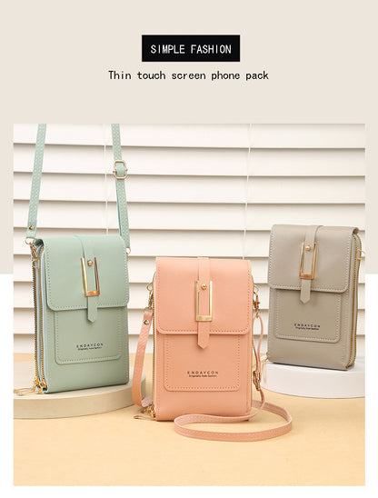 Women's Crossbody Phone Bag with Clear Touch Screen Window PU Leather Wallet Purse Multi-Pocket Shoulder Handbag Adjustable Strap Card Holder Grey - Image 2