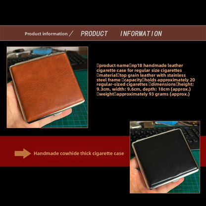 Genuine Leather Cigarette Case Red Crocodile Pattern 20 Stick Capacity Retro Vintage Style Metal Frame Pocket Box Mens Gift - Image 2