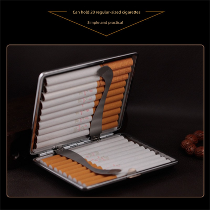 Genuine Leather Cigarette Case Red Crocodile Pattern 20 Stick Capacity Retro Vintage Style Metal Frame Pocket Box Mens Gift - Image 3