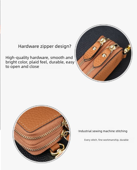 Genuine Leather Car Key Case Double Zipper Smart Key Fob Holder Wallet Remote Organiser Pouch with Hook Pink - Image 5