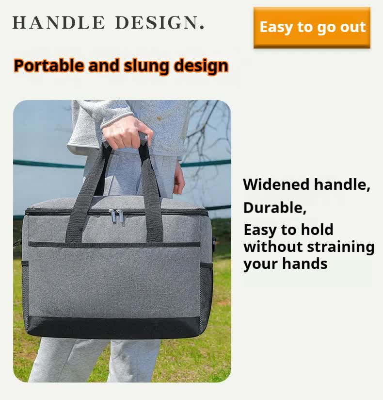 Large 35L Insulated Cooler Bag Soft Sided Leakproof Thermal Tote for Camping Beach Picnic BBQ Heavy Duty Grocery Carrier Black - Image 7