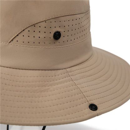Wide Brim Sun Hat Waterproof UV Protection Boonie Bucket Cap Mesh Breathable for Fishing Hiking Camping Outdoor Dark Grey - Image 5