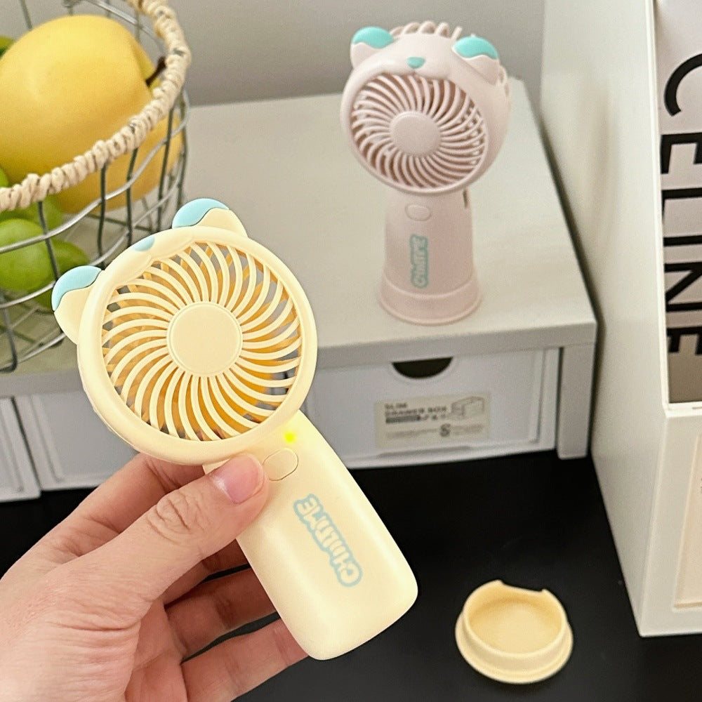 Mini Handheld Fan Rechargeable Portable Personal Cooling Device Cute Bear Design 3 Speed Adjustable with Stand Lanyard for Travel Kids Office Yellow - Image 4