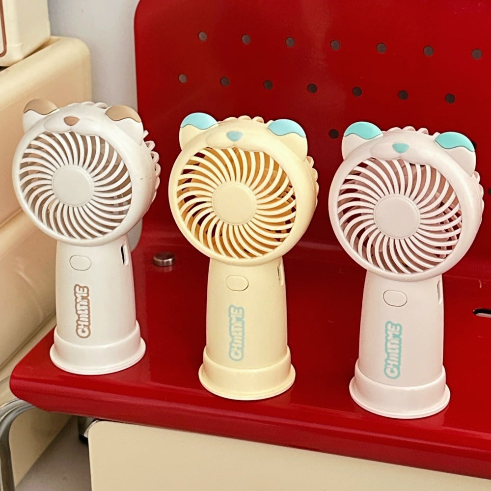 Mini Handheld Fan Rechargeable Portable Personal Cooling Device Cute Bear Design 3 Speed Adjustable with Stand Lanyard for Travel Kids Office Yellow - Image 5