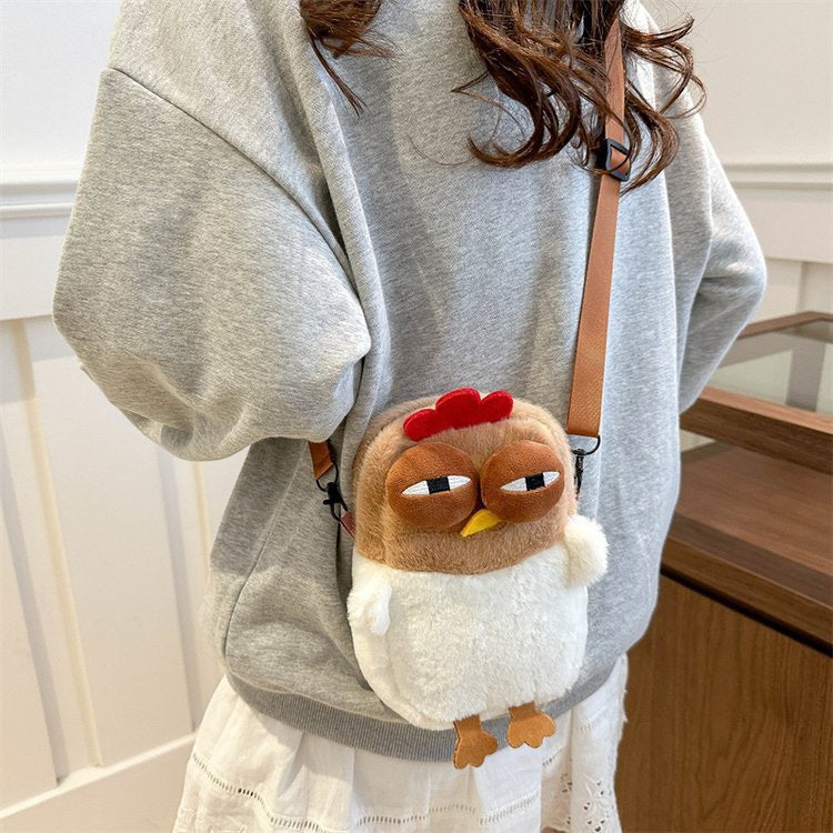 Cute Plush Chicken Crossbody Bag - Soft Faux Fur Mobile Phone Pouch - Quirky Cartoon Shoulder Purse for Girls & Teens - Novelty Gift - Image 4