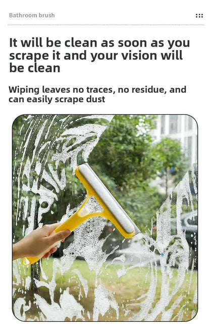 White 3-in-1 Window Squeegee with Built-in Spray Bottle - Dual Sided Sponge Glass Cleaner - Streak Free Tool for Shower Screens, Mirrors & Car Windows - Image 3