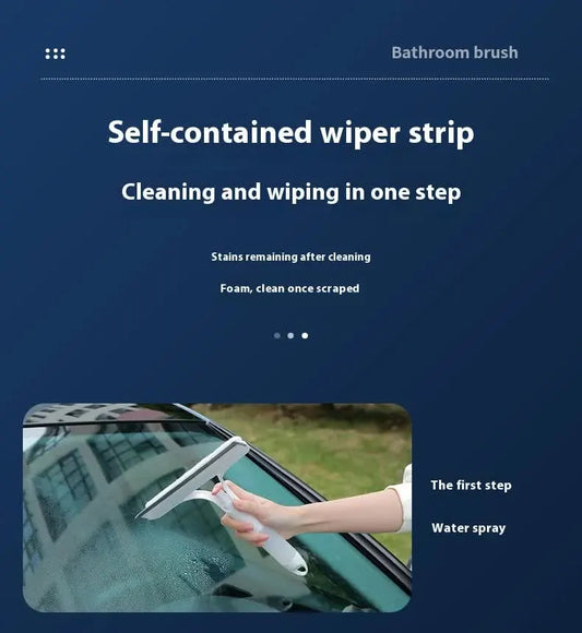 White 3-in-1 Window Squeegee with Built-in Spray Bottle - Dual Sided Sponge Glass Cleaner - Streak Free Tool for Shower Screens, Mirrors & Car Windows - Image 7
