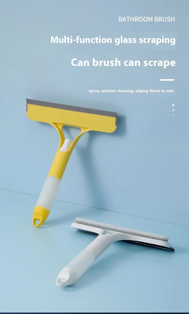 Blue 3-in-1 Window Squeegee with Built-in Spray Bottle - Dual Sided Sponge Glass Cleaner - Streak Free Tool for Shower Screens, Mirrors & Car Windows - Image 2