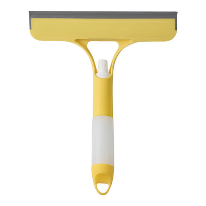 Yellow 3-in-1 Window Squeegee with Built-in Spray Bottle - Dual Sided Sponge Glass Cleaner - Streak Free Tool for Shower Screens, Mirrors & Car Windows