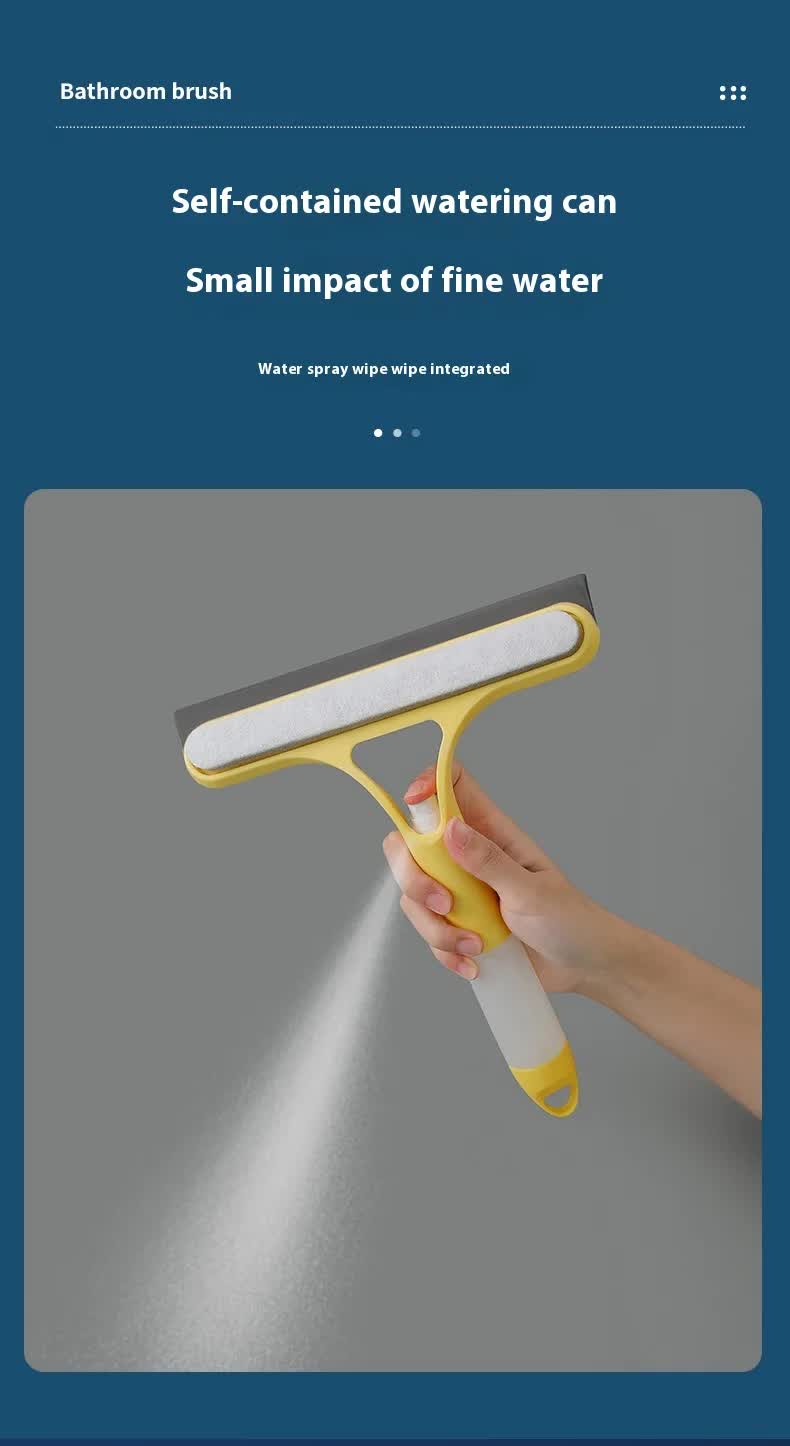Yellow 3-in-1 Window Squeegee with Built-in Spray Bottle - Dual Sided Sponge Glass Cleaner - Streak Free Tool for Shower Screens, Mirrors & Car Windows - Image 6
