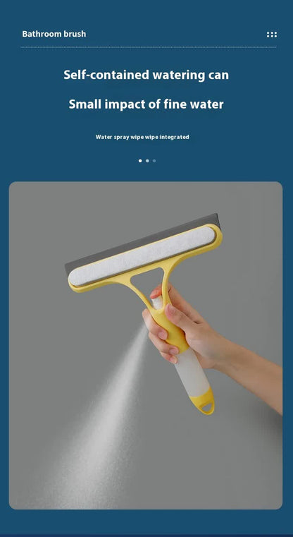 Yellow 3-in-1 Window Squeegee with Built-in Spray Bottle - Dual Sided Sponge Glass Cleaner - Streak Free Tool for Shower Screens, Mirrors & Car Windows - Image 6