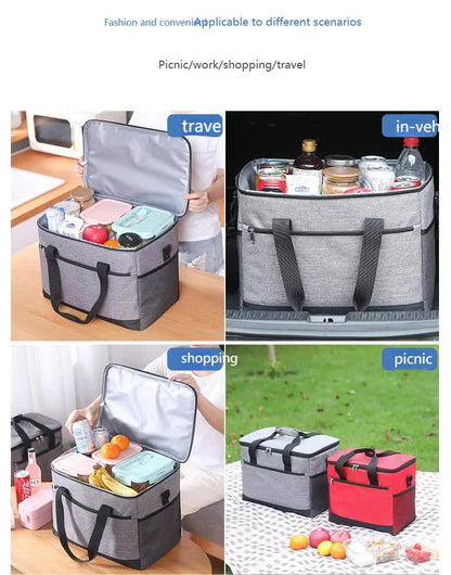 Large 30L Insulated Cooler Bag - Leakproof Thermal Lunch Tote with Shoulder Strap - Heavy Duty Black Picnic Box for Beach, Camping & Work - Image 3