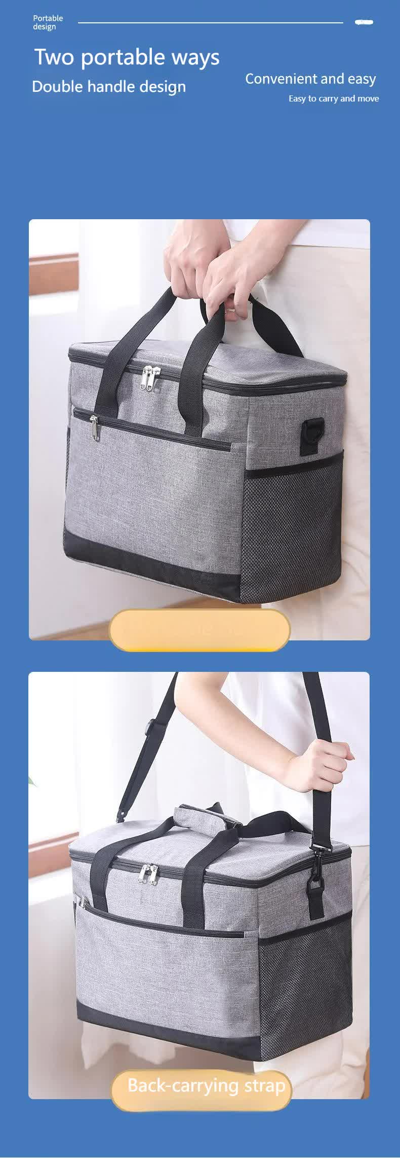 Large 18L Insulated Cooler Bag - Leakproof Thermal Lunch Tote with Shoulder Strap - Heavy Duty Black Picnic Box for Beach, Camping & Work - Image 5