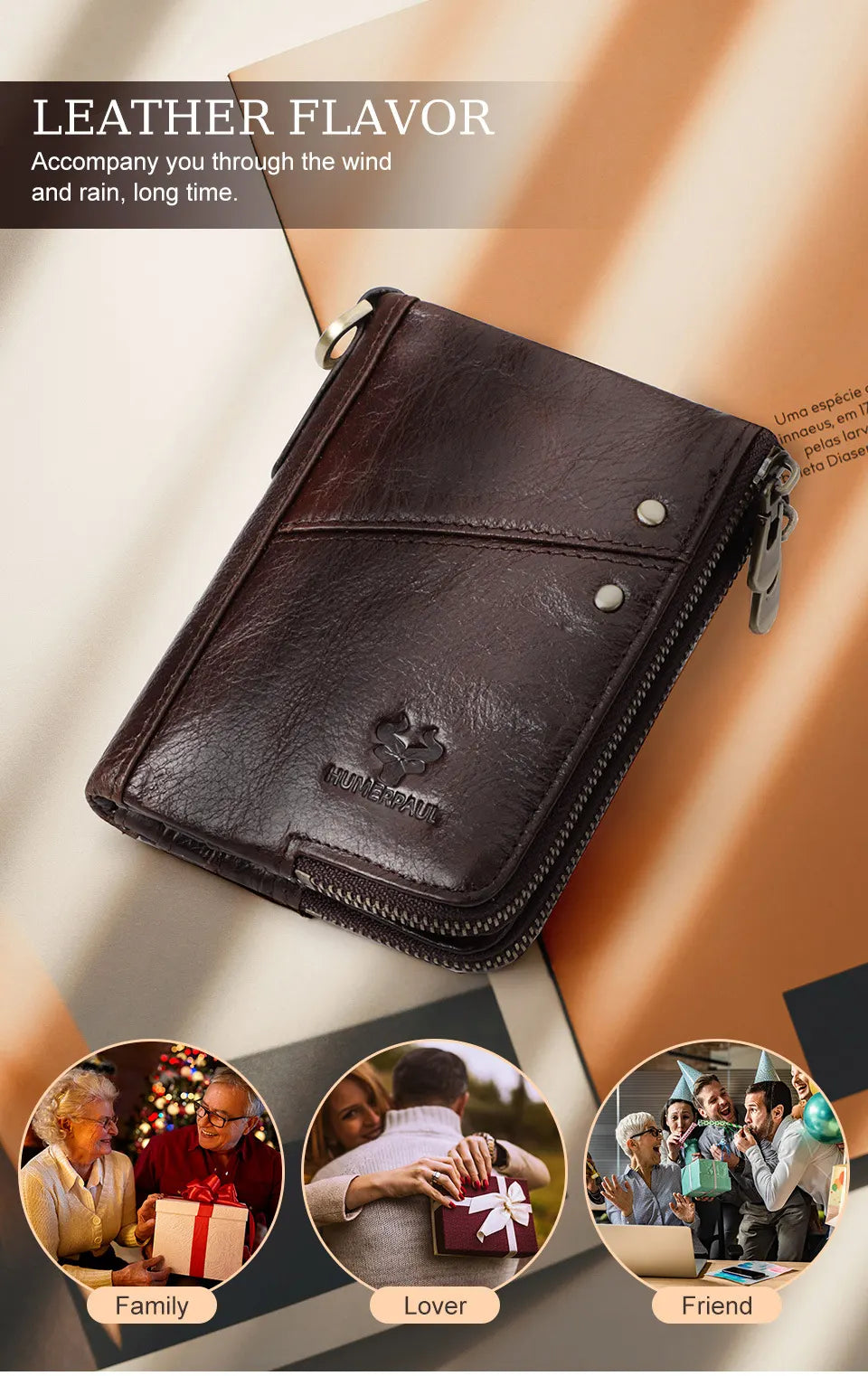 Carbon Fiber Texture Leather Mens Wallet - RFID Blocking Double Zipper Bifold - Vertical Card Holder with Coin Pockets (Black) - Image 6